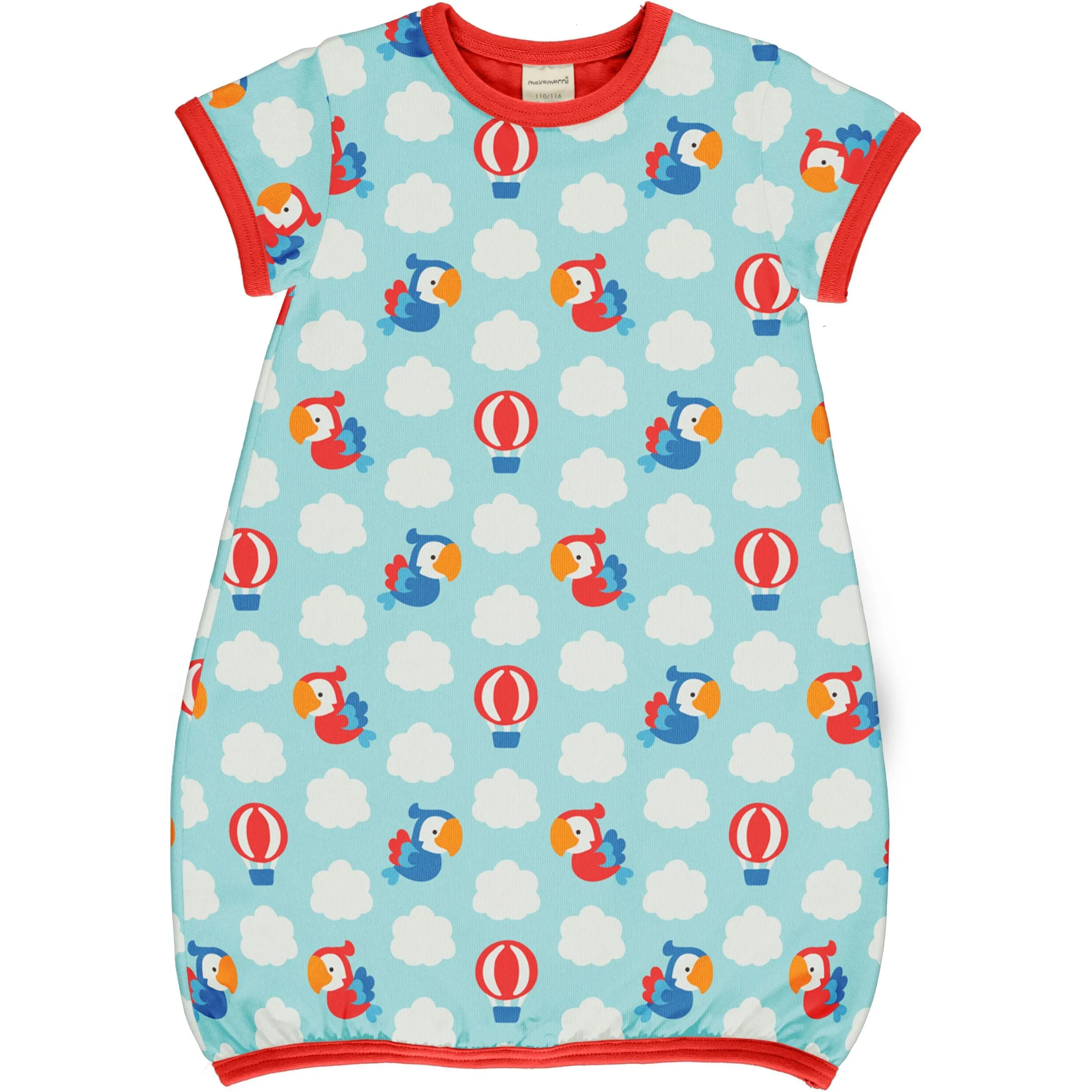 Maxomorra Short Sleeve Balloon Dress - Parrot Safari