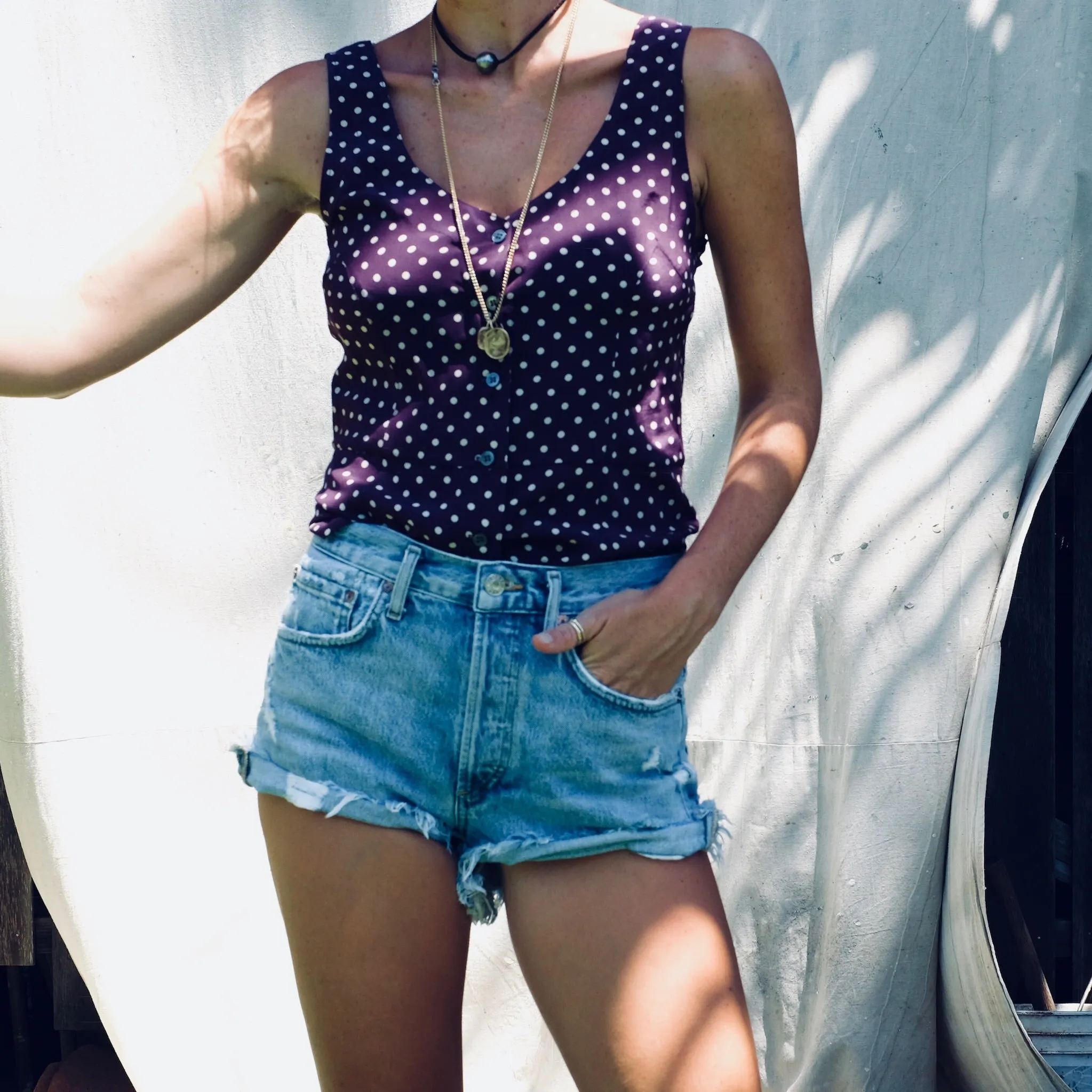 May Top - Maroon Dot