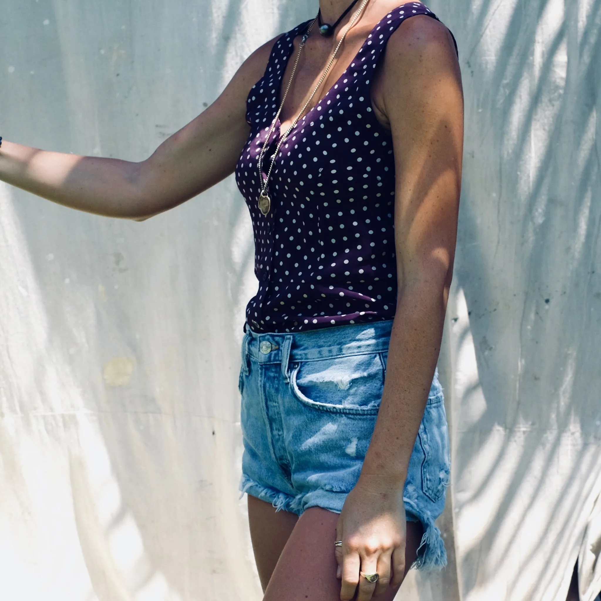 May Top - Maroon Dot