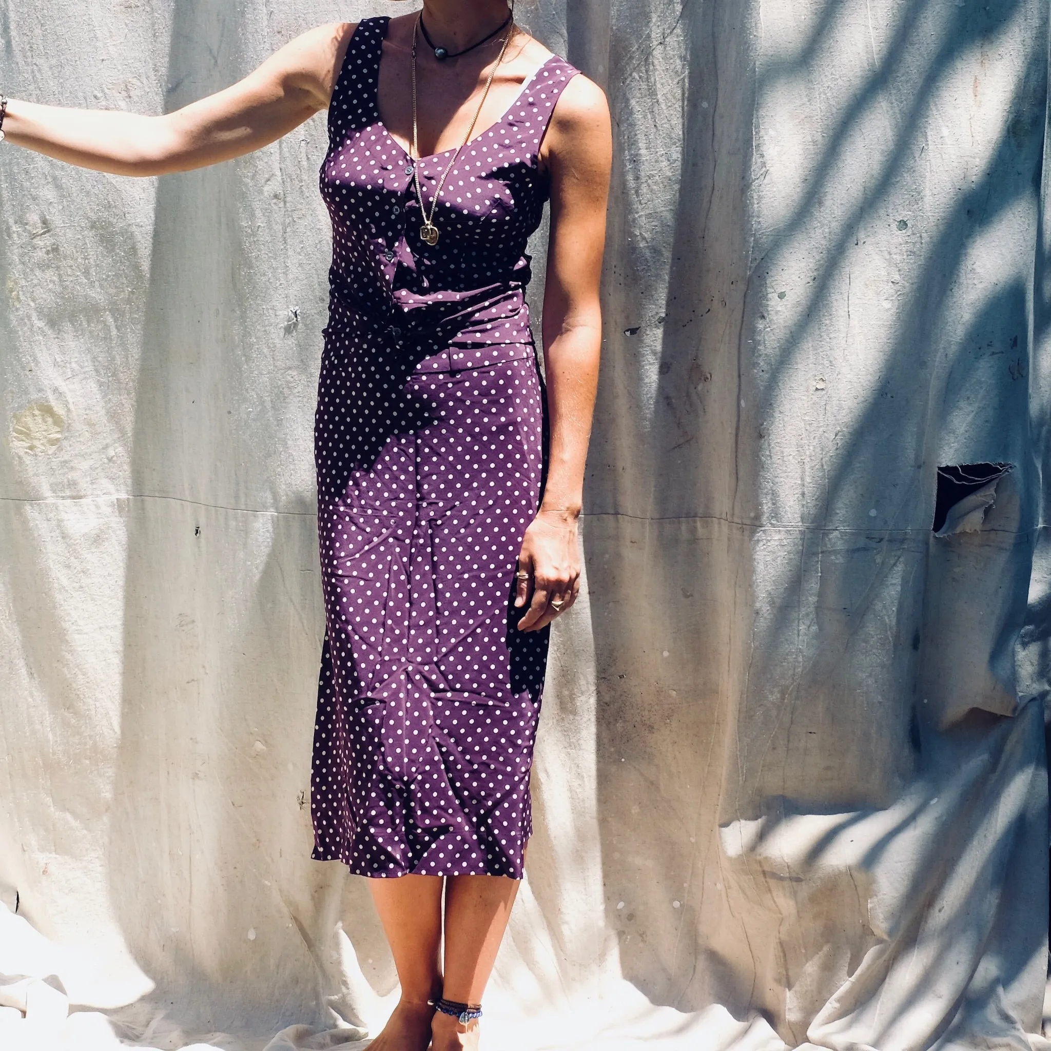 May Top - Maroon Dot