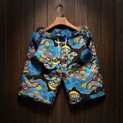 Men's beach shorts personality printing summer thin section breathable comfort casual men's linen shorts large size M-5XL
