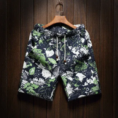Men's beach shorts personality printing summer thin section breathable comfort casual men's linen shorts large size M-5XL