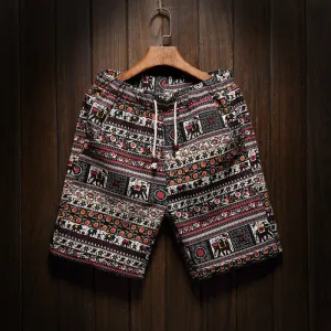 Men's beach shorts personality printing summer thin section breathable comfort casual men's linen shorts large size M-5XL