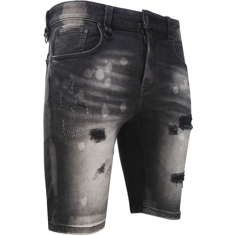 Men's Black Powder Denim Shorts