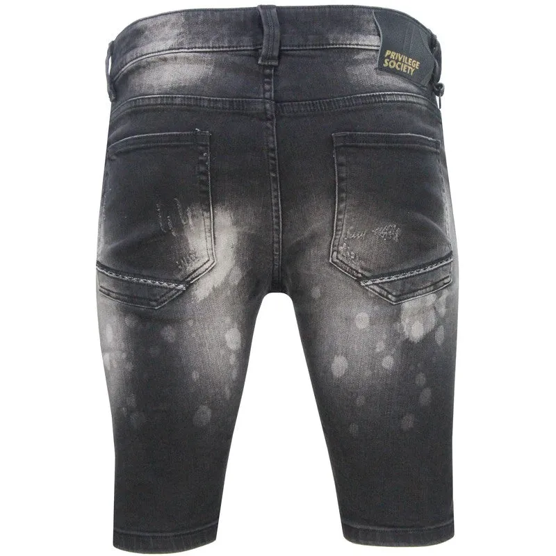 Men's Black Powder Denim Shorts