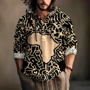 Men's Black Pride Print Casual Hooded Shirt 2408000914