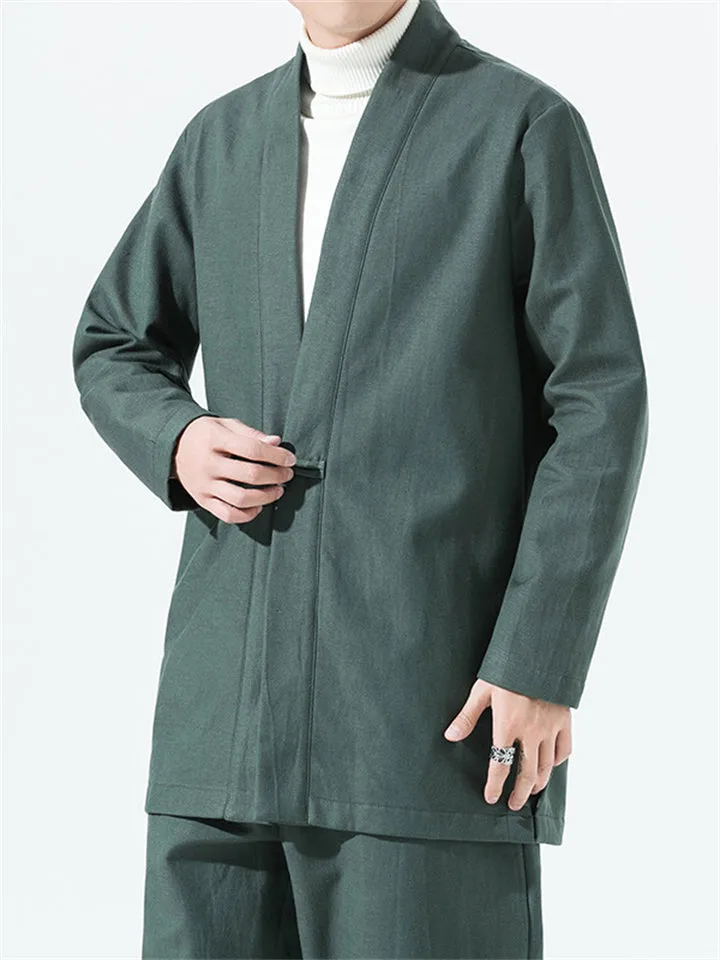 Men's Chinese Style Linen Cotton Knot Button Jacket