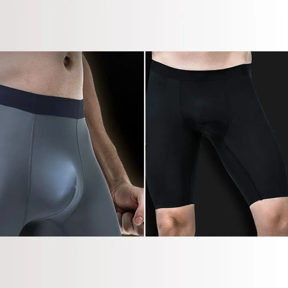 Men's Ice Silk Extended-length Boxer Briefs Up to Size XXL (3-Pack) -JEWYEE KM B301