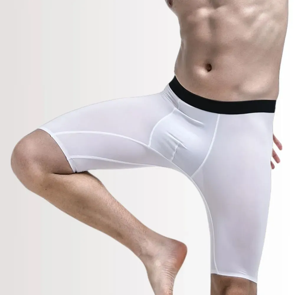 Men's Ice Silk Extended-length Boxer Briefs Up to Size XXL (3-Pack) -JEWYEE KM B301