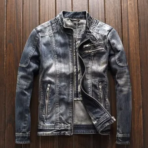 men's jeans jacket casual retro slightly fat large size