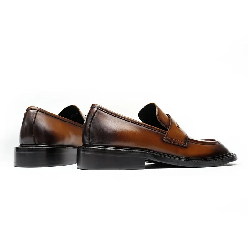 Men's Loafers - Gradient Leather & Reinforced Strap Design