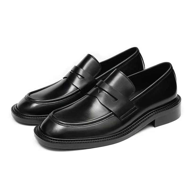 Men's Loafers - Gradient Leather & Reinforced Strap Design