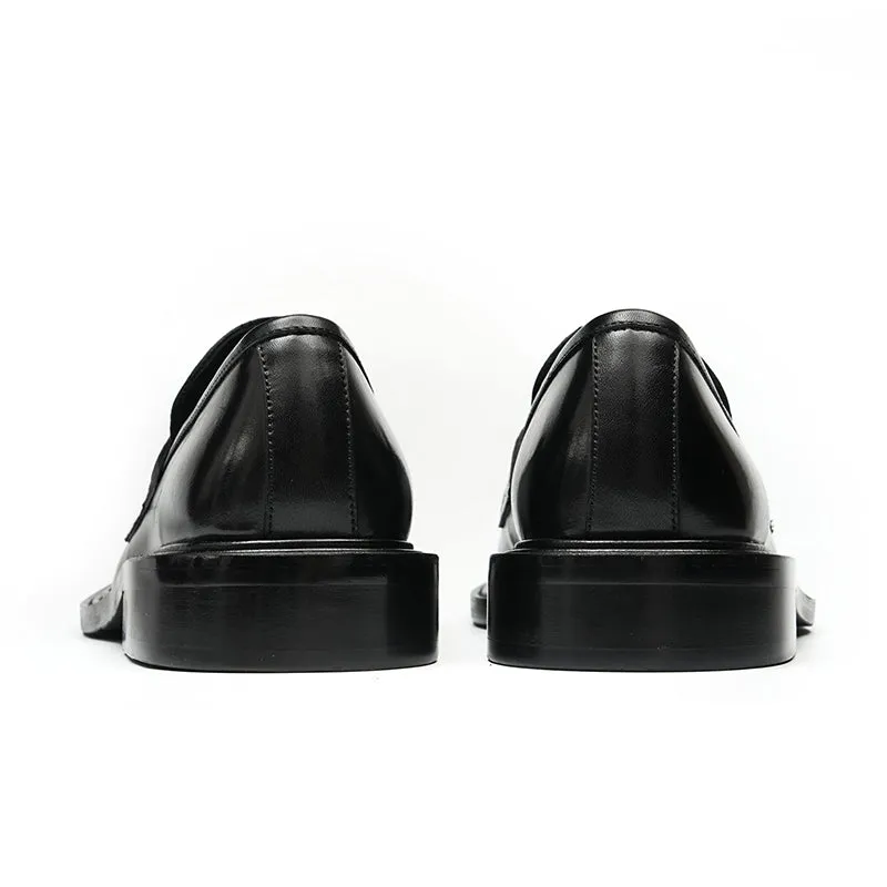 Men's Loafers - Gradient Leather & Reinforced Strap Design