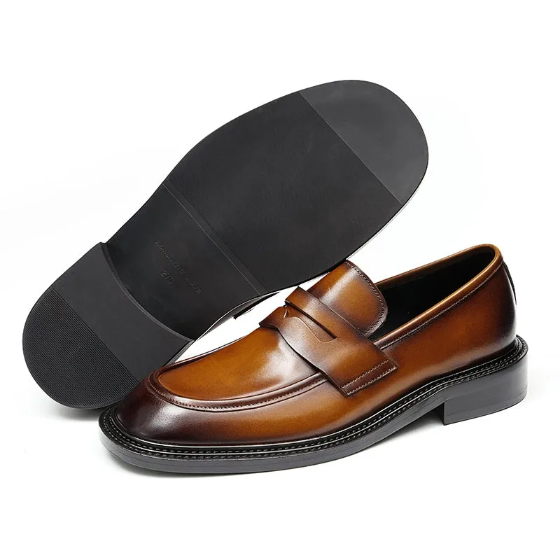 Men's Loafers - Gradient Leather & Reinforced Strap Design