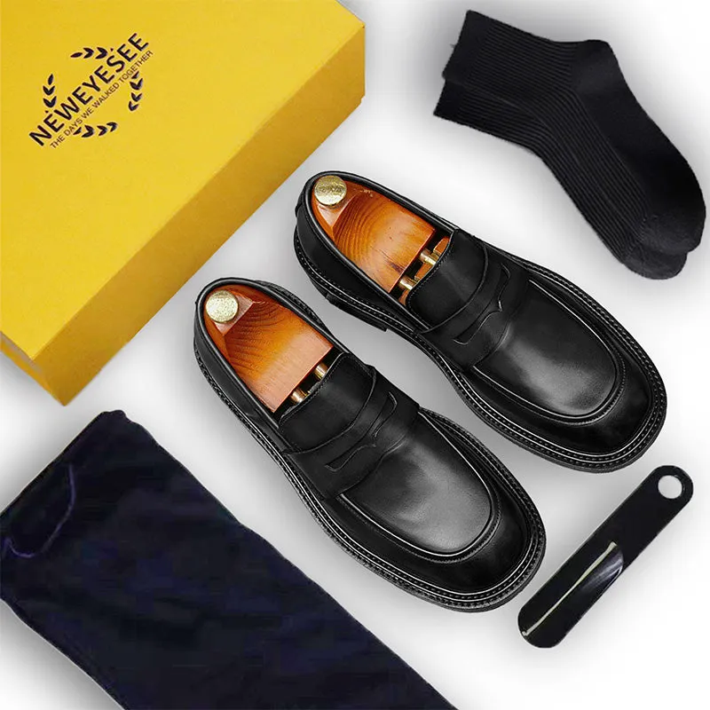 Men's Loafers - Gradient Leather & Reinforced Strap Design