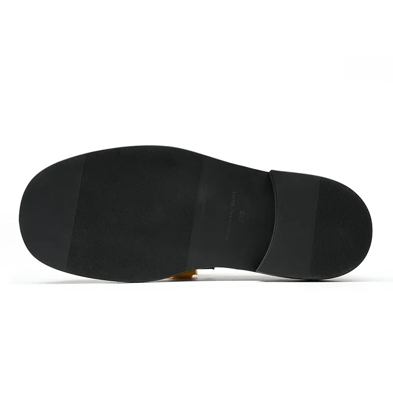 Men's Loafers - Gradient Leather & Reinforced Strap Design