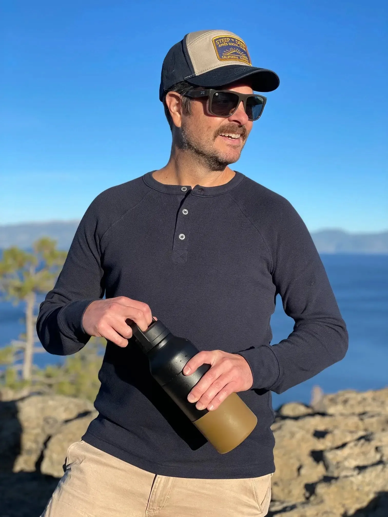 Men’s Organic Thermal Henley - Midnight Navy