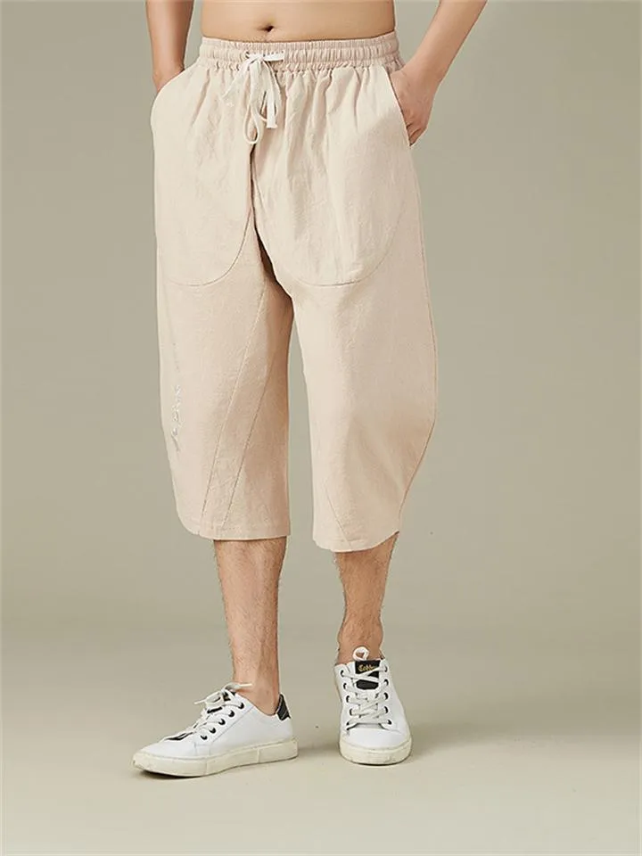 Men's Plus Size Breathable Linen Cropped Trousers