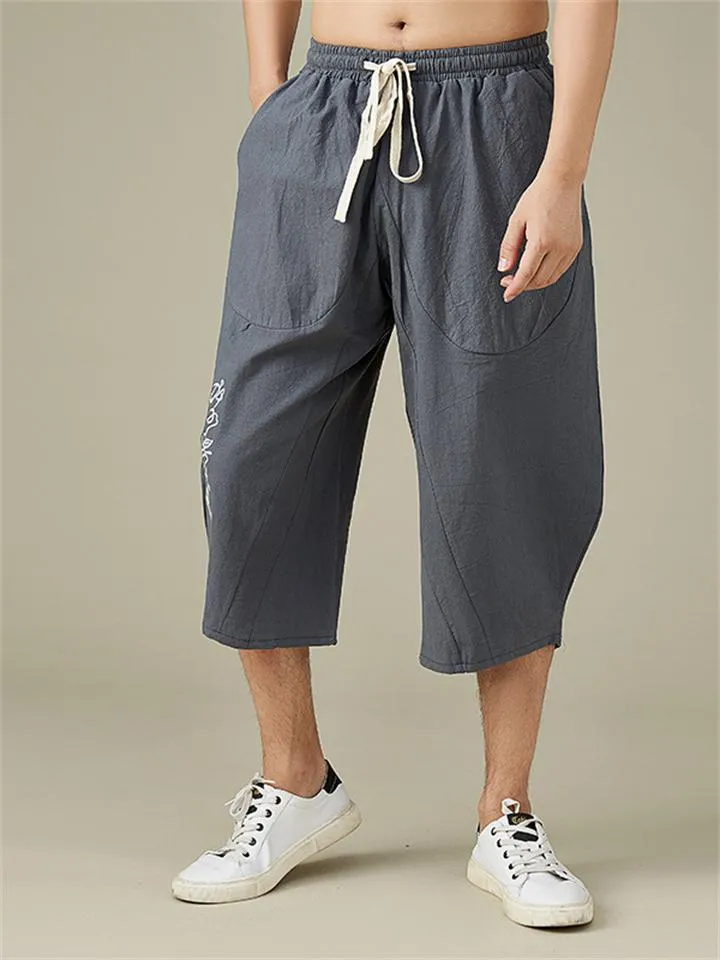 Men's Plus Size Breathable Linen Cropped Trousers