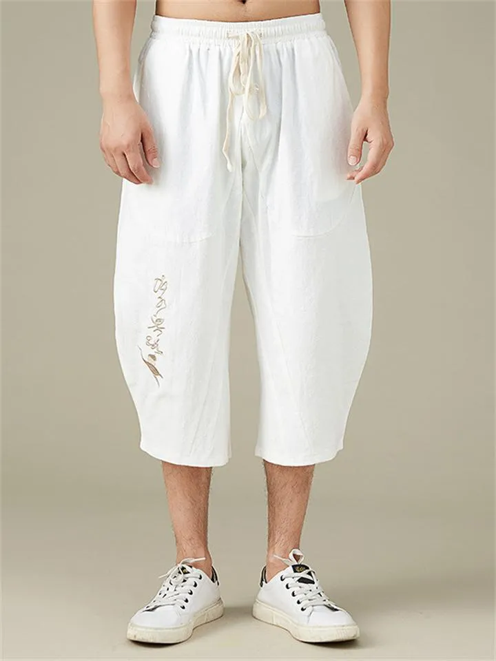 Men's Plus Size Breathable Linen Cropped Trousers