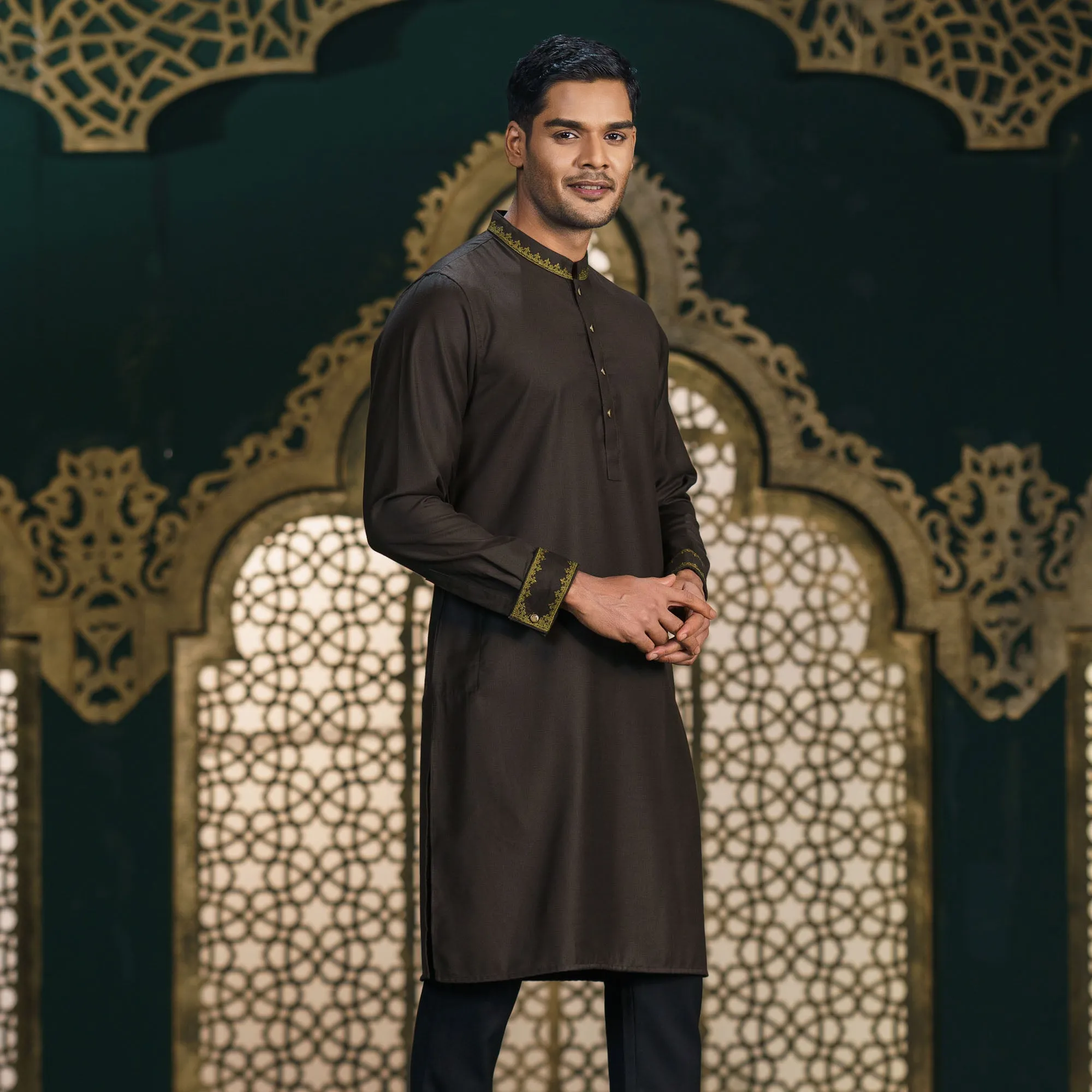 Mens Premium Panjabi-Khaki