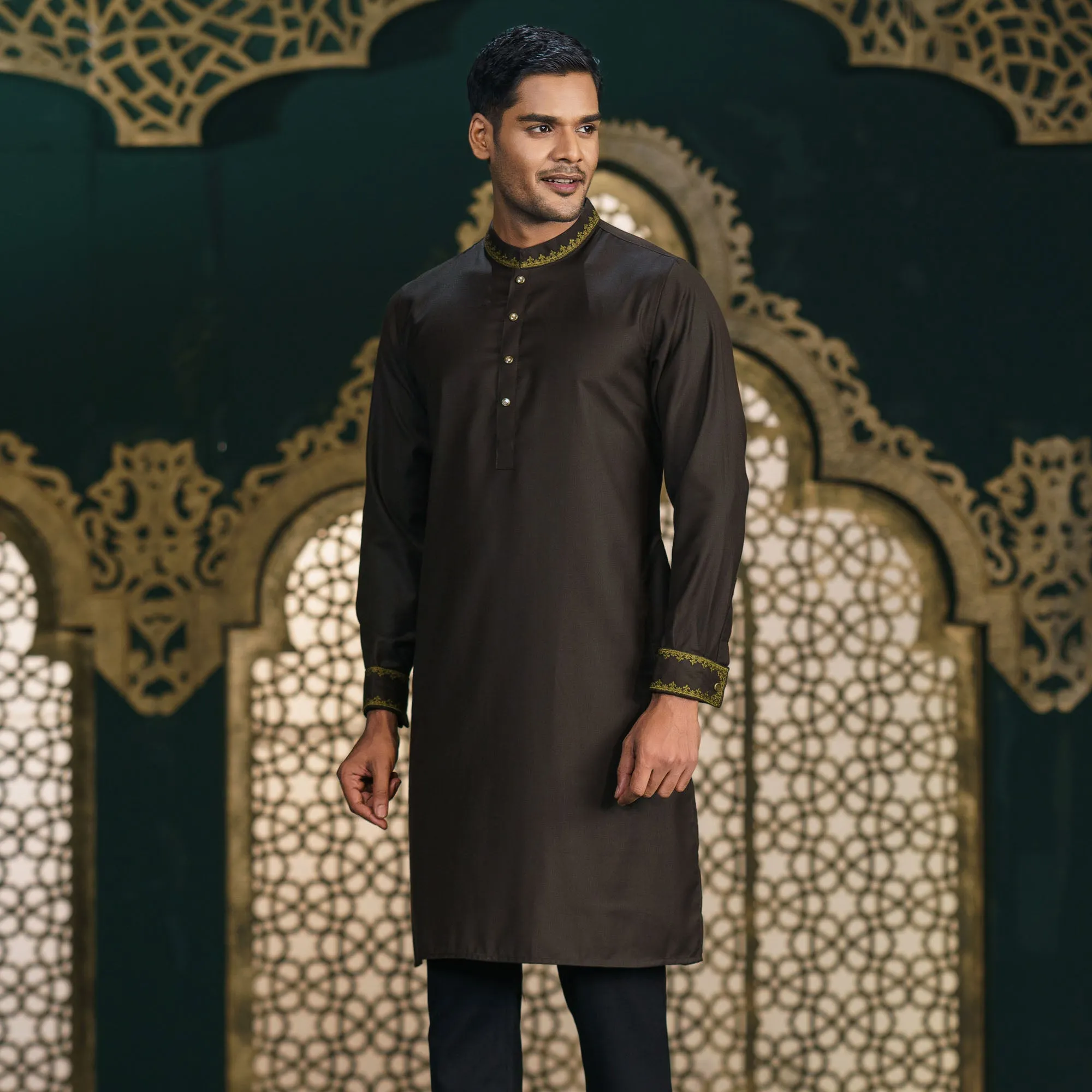 Mens Premium Panjabi-Khaki