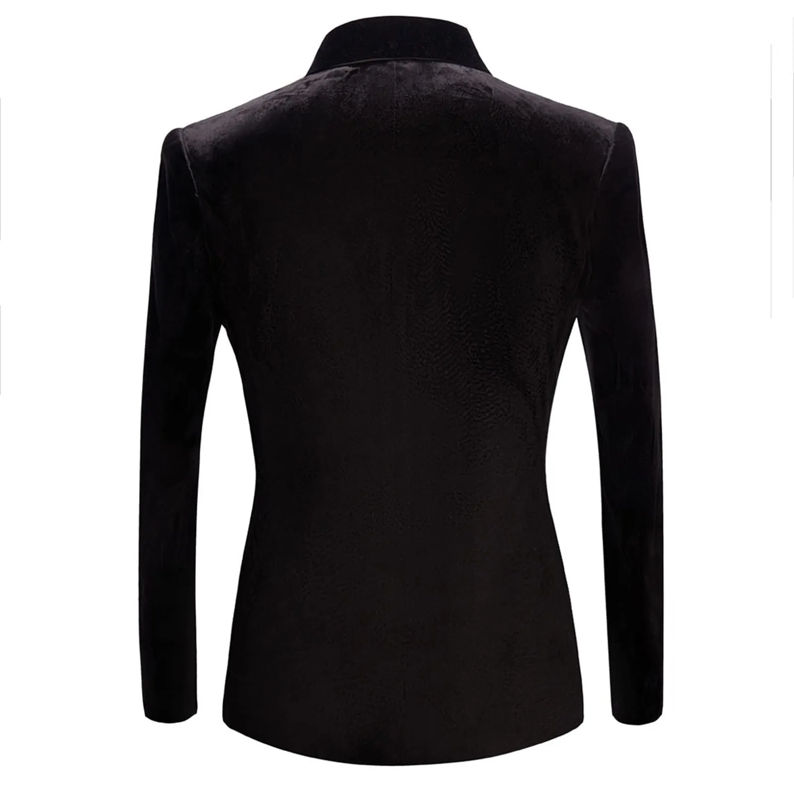 Men's Premium Velvet Blazer Jacket Slim Fit Solid Shawl Lapel Tuxedo Suit One Button Dinner Party Prom Sport Coat (Black,3X-Large)