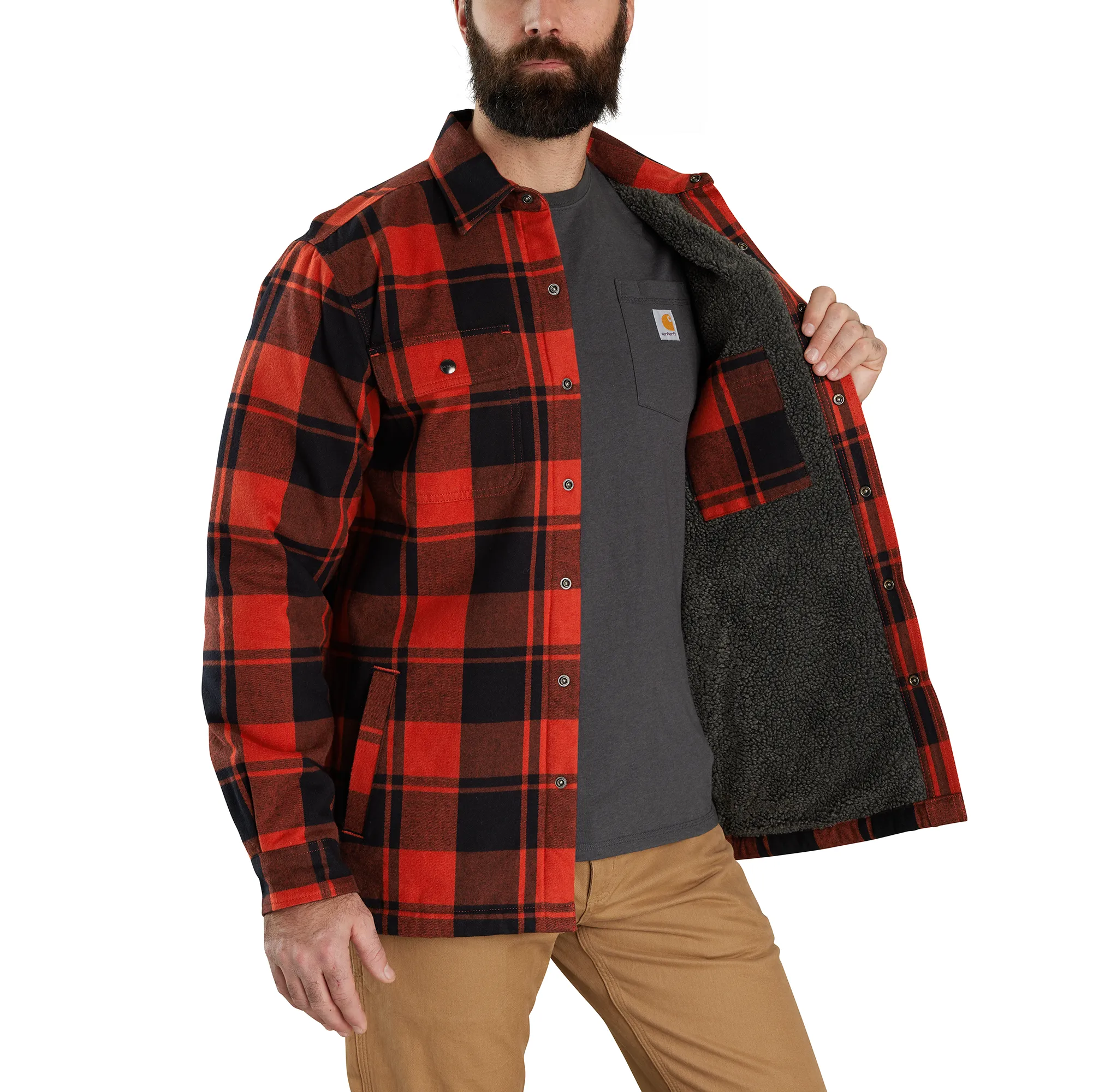 Men's Relaxed Fit Flannel Sherpa-Lined Shirt Jac