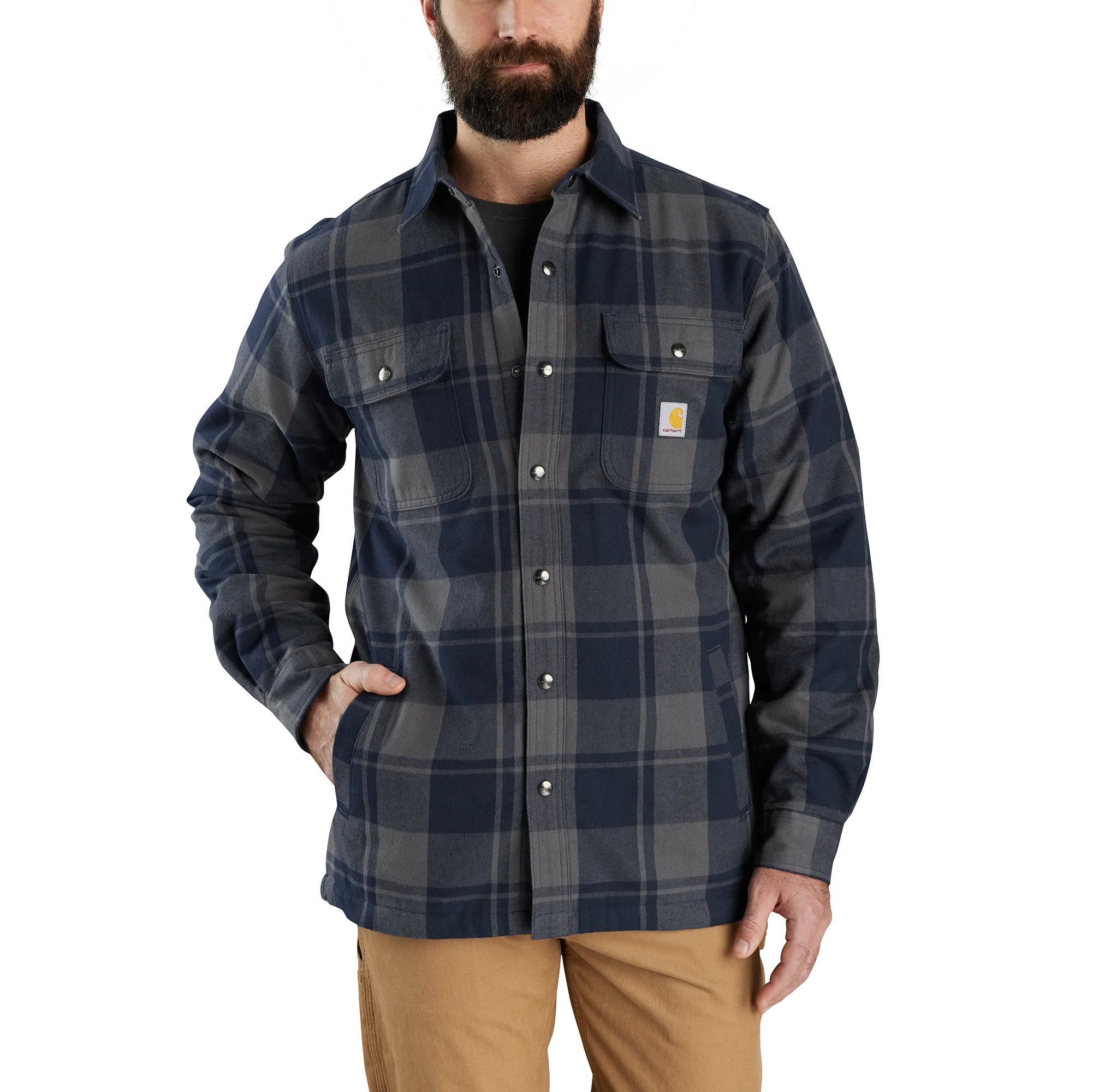 Men's Relaxed Fit Flannel Sherpa-Lined Shirt Jac