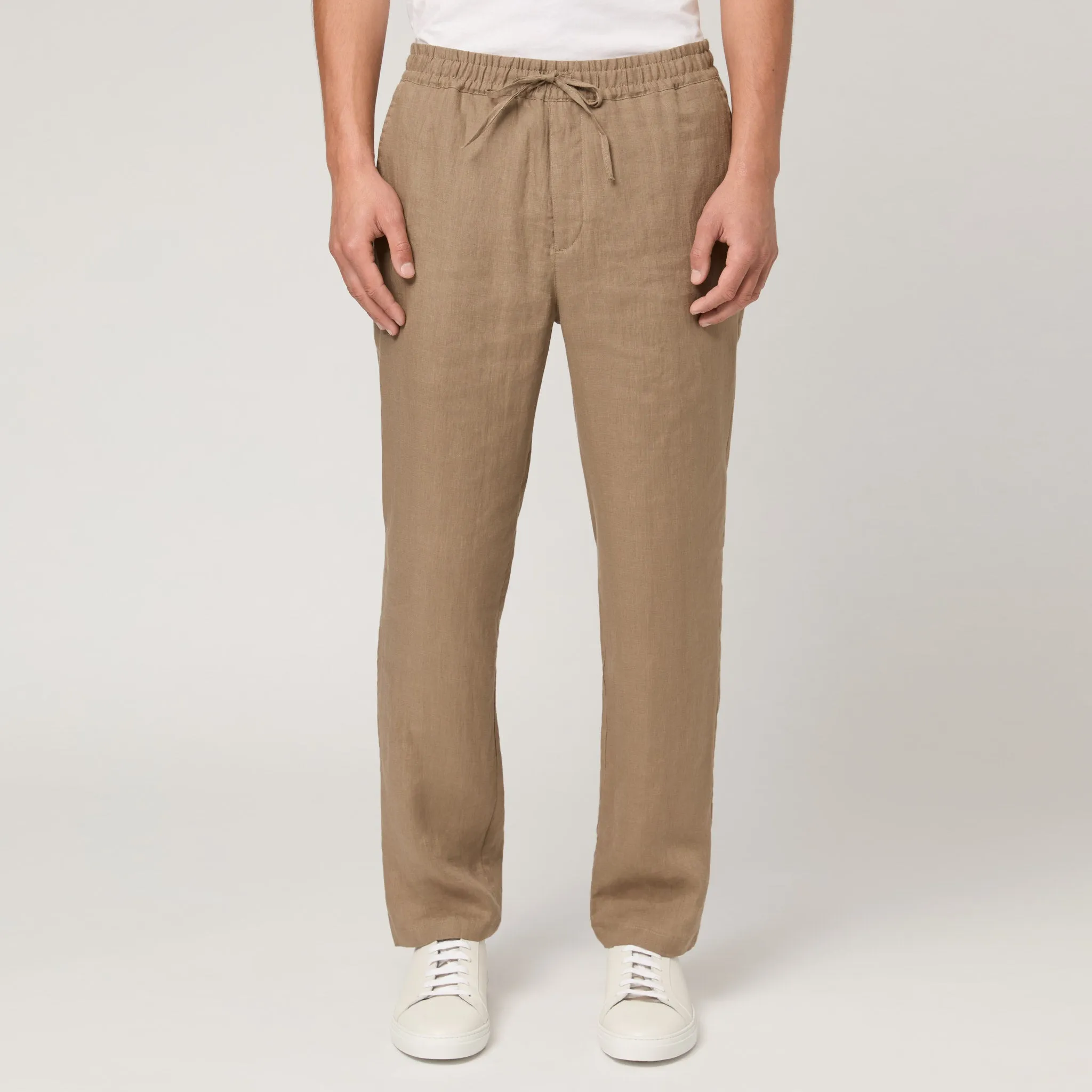 Men's Straight Leg Linen Drawstring Trousers