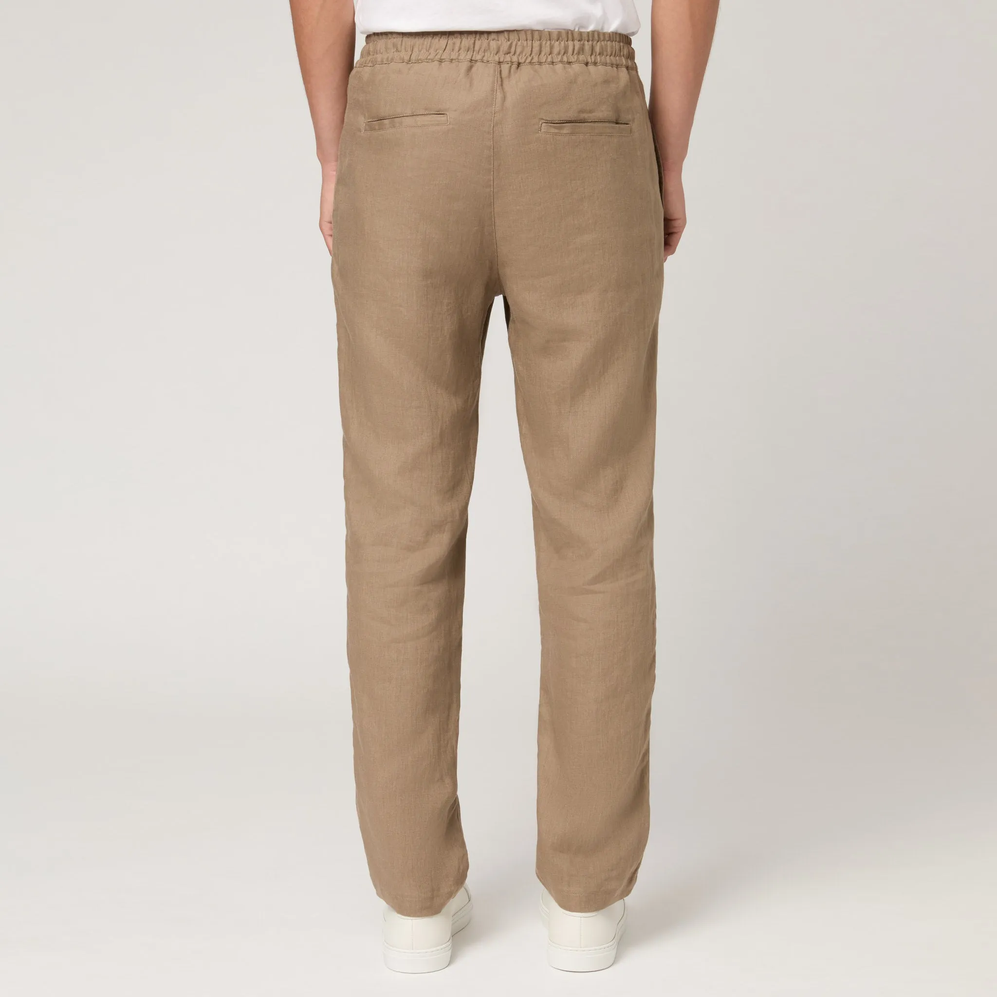 Men's Straight Leg Linen Drawstring Trousers