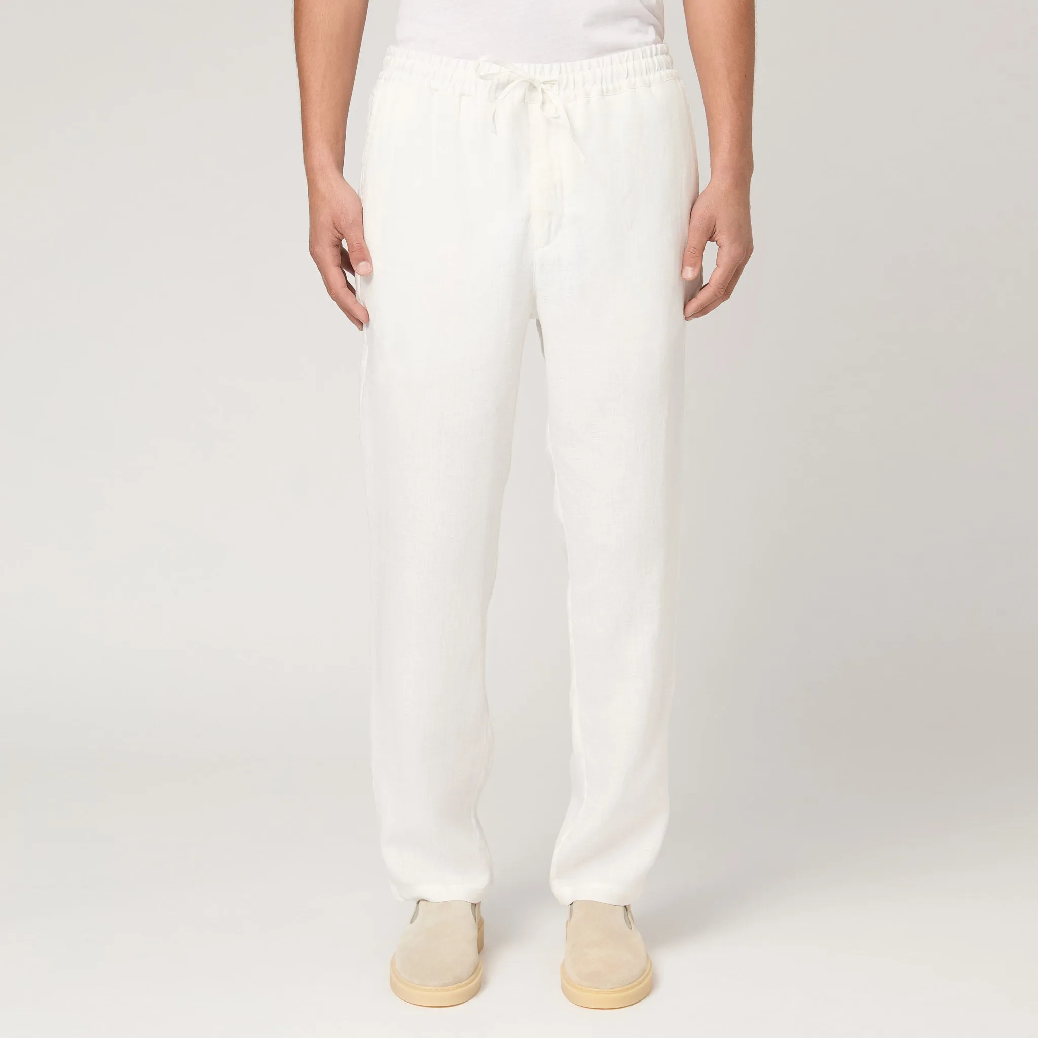 Men's Straight Leg Linen Drawstring Trousers