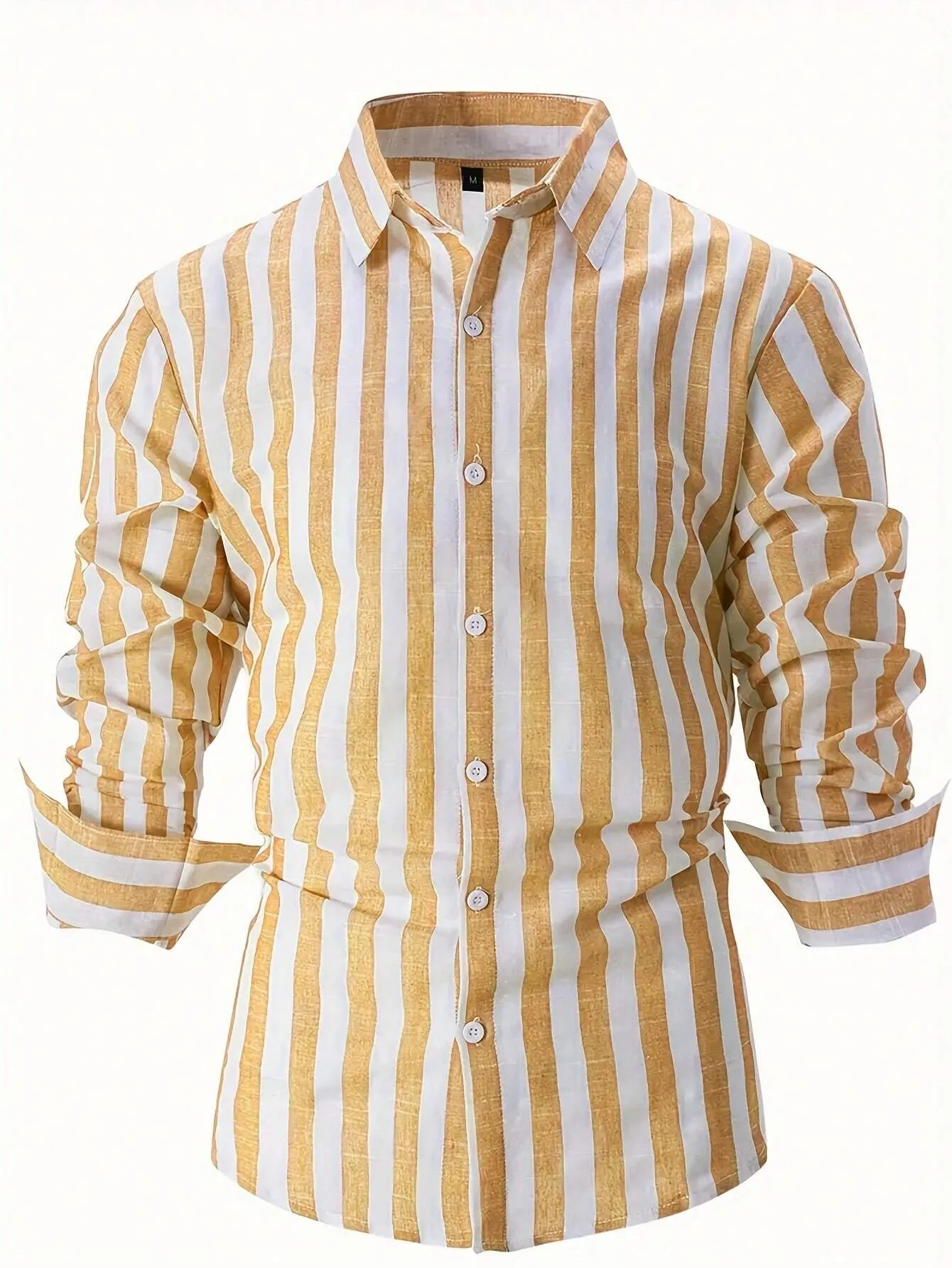 Men's Striped Linen Long-Sleeve Shirt – Classic Button-Up with a Relaxed Fit for Casual & Smart Styling