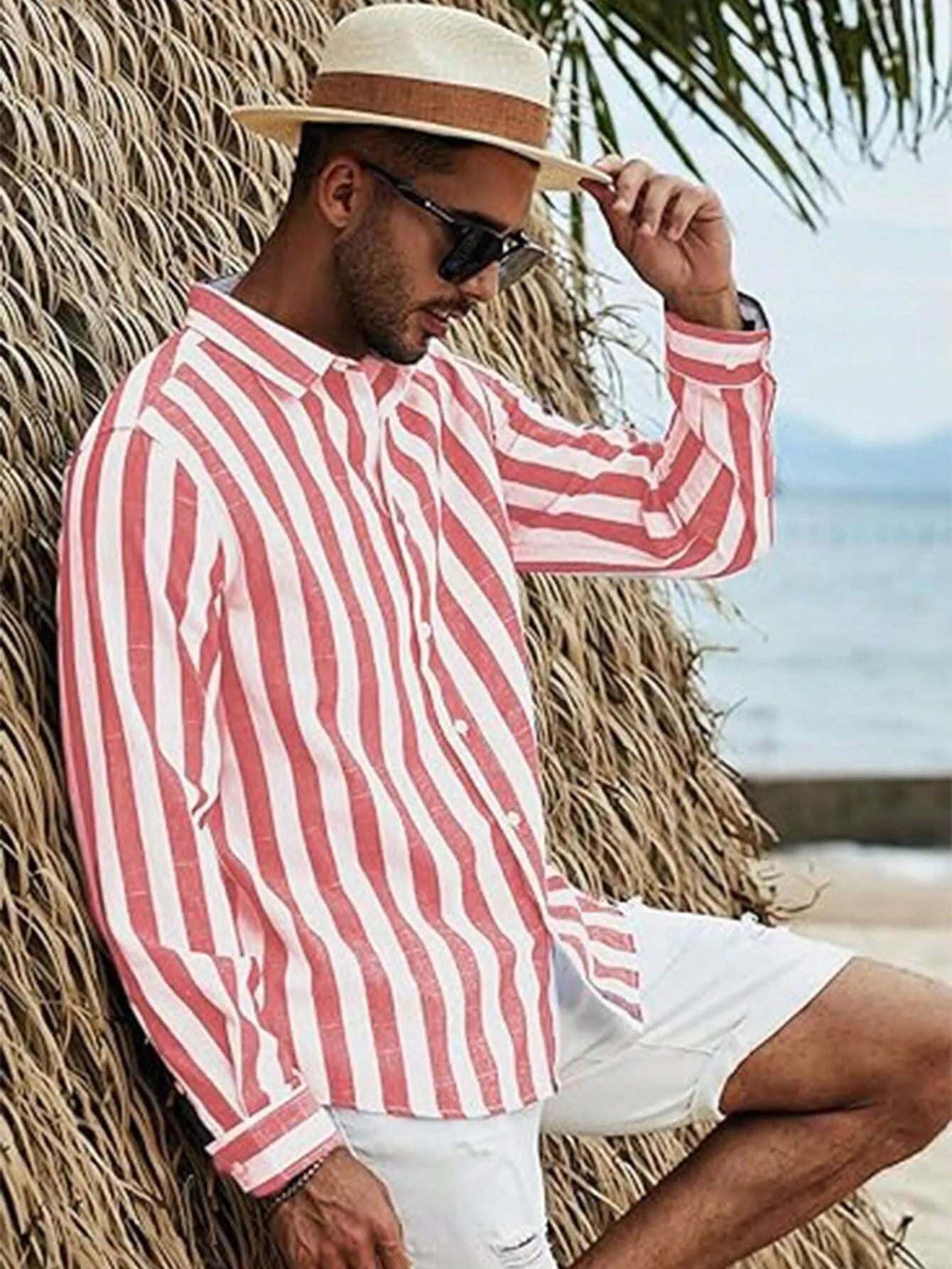 Men's Striped Linen Long-Sleeve Shirt – Classic Button-Up with a Relaxed Fit for Casual & Smart Styling