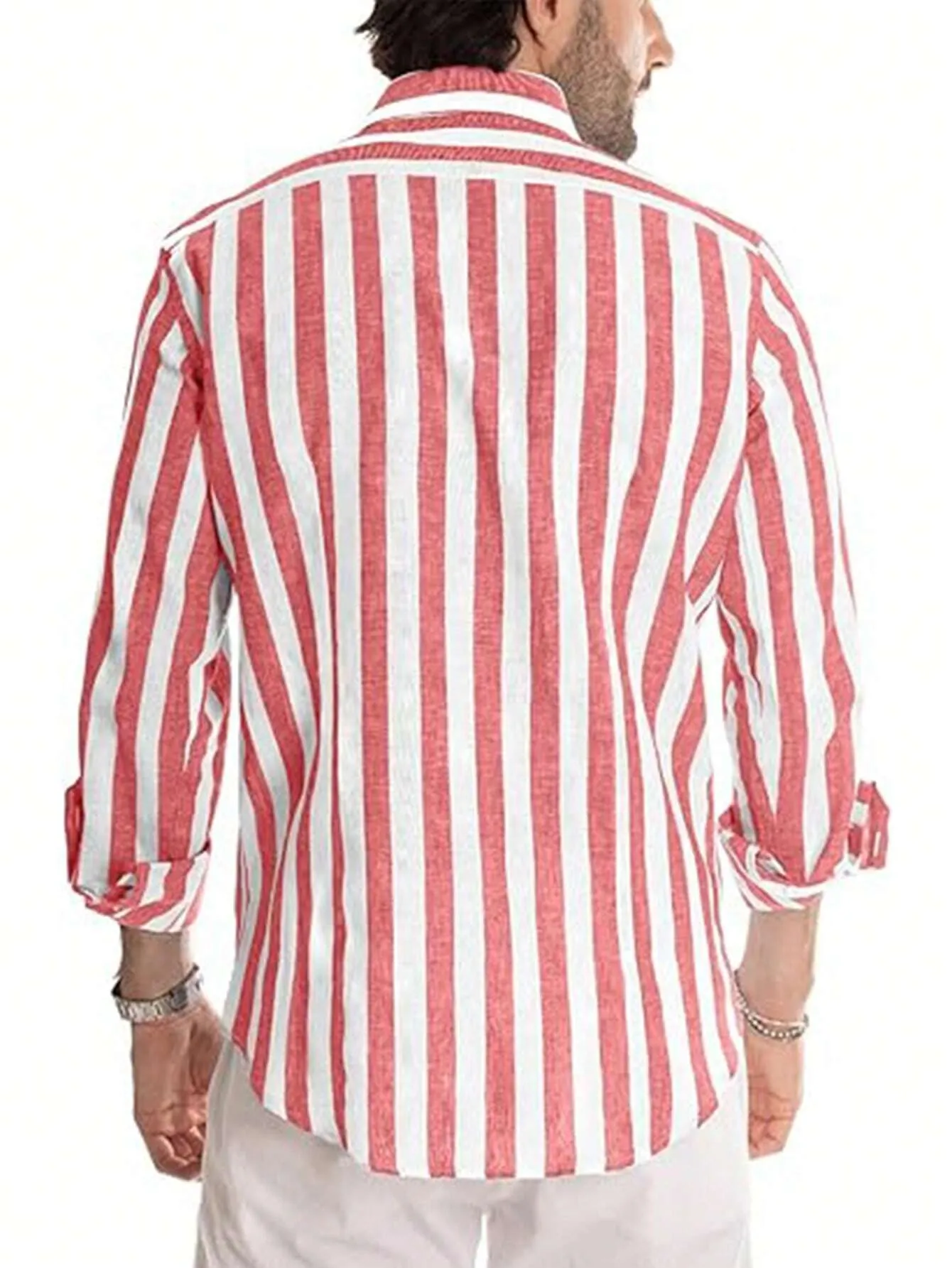Men's Striped Linen Long-Sleeve Shirt – Classic Button-Up with a Relaxed Fit for Casual & Smart Styling