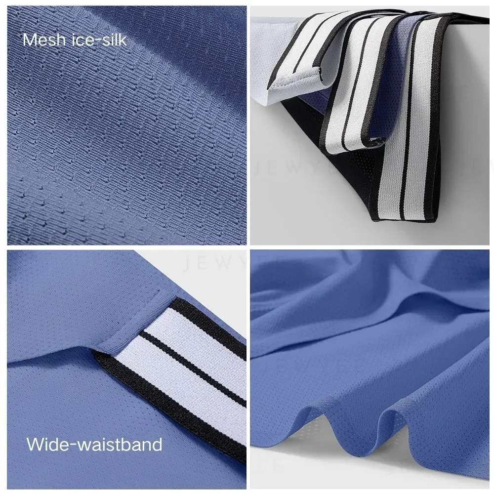 Men's Wide waistband Refreshing Mesh Ice Silk Briefs (4-Pack) JEWYEE XG001