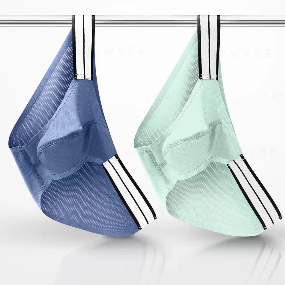 Men's Wide waistband Refreshing Mesh Ice Silk Briefs (4-Pack) JEWYEE XG001