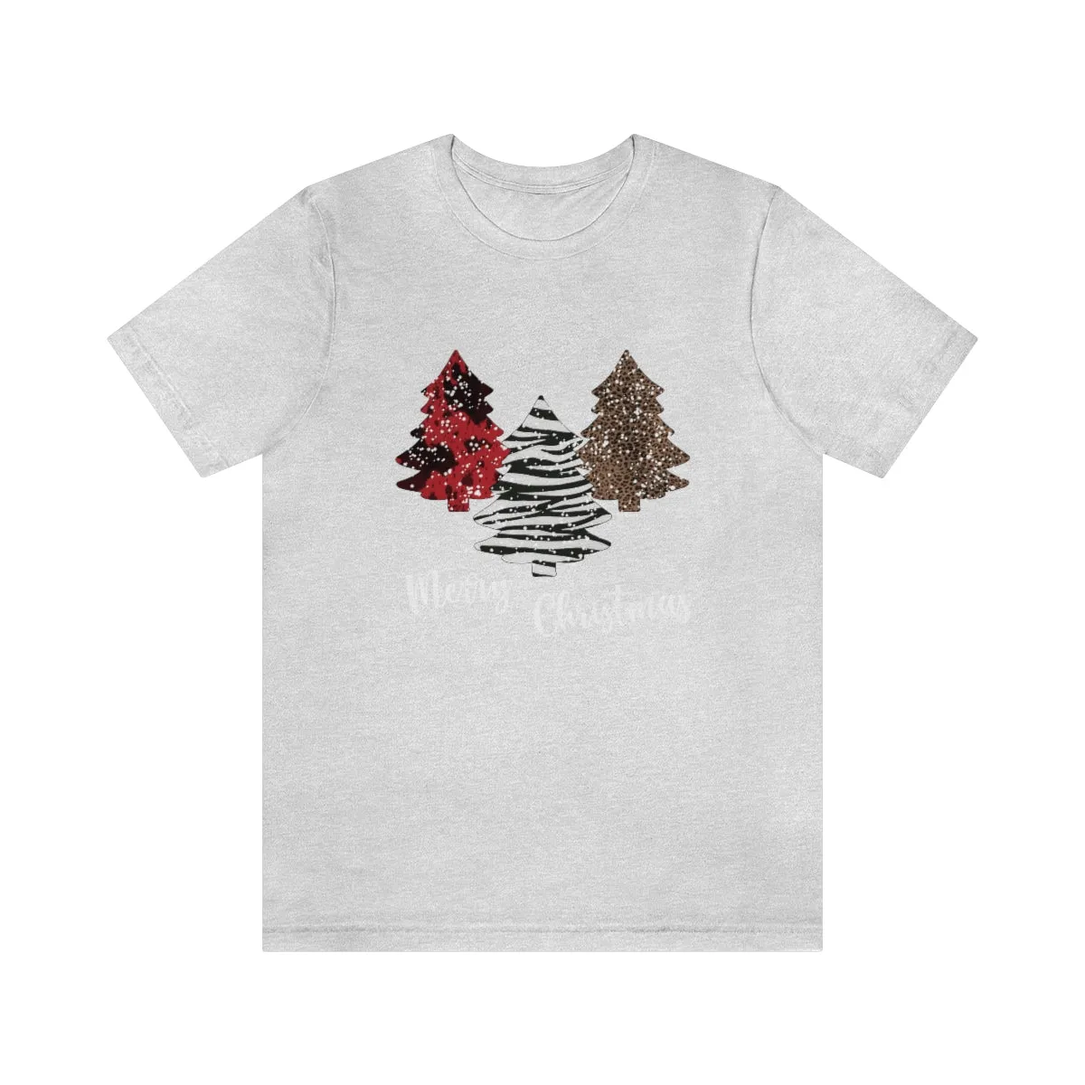 Merry Christmas with trees and snow-Unisex Jersey Short Sleeve Tee