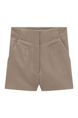 Mikia Leather Shorts | Taupe