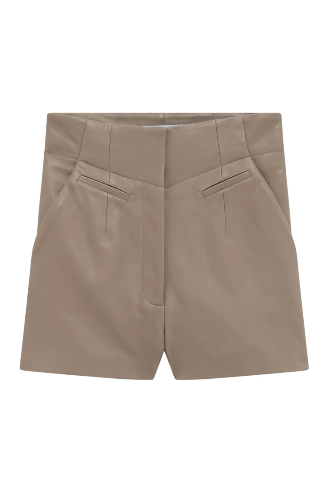 Mikia Leather Shorts | Taupe