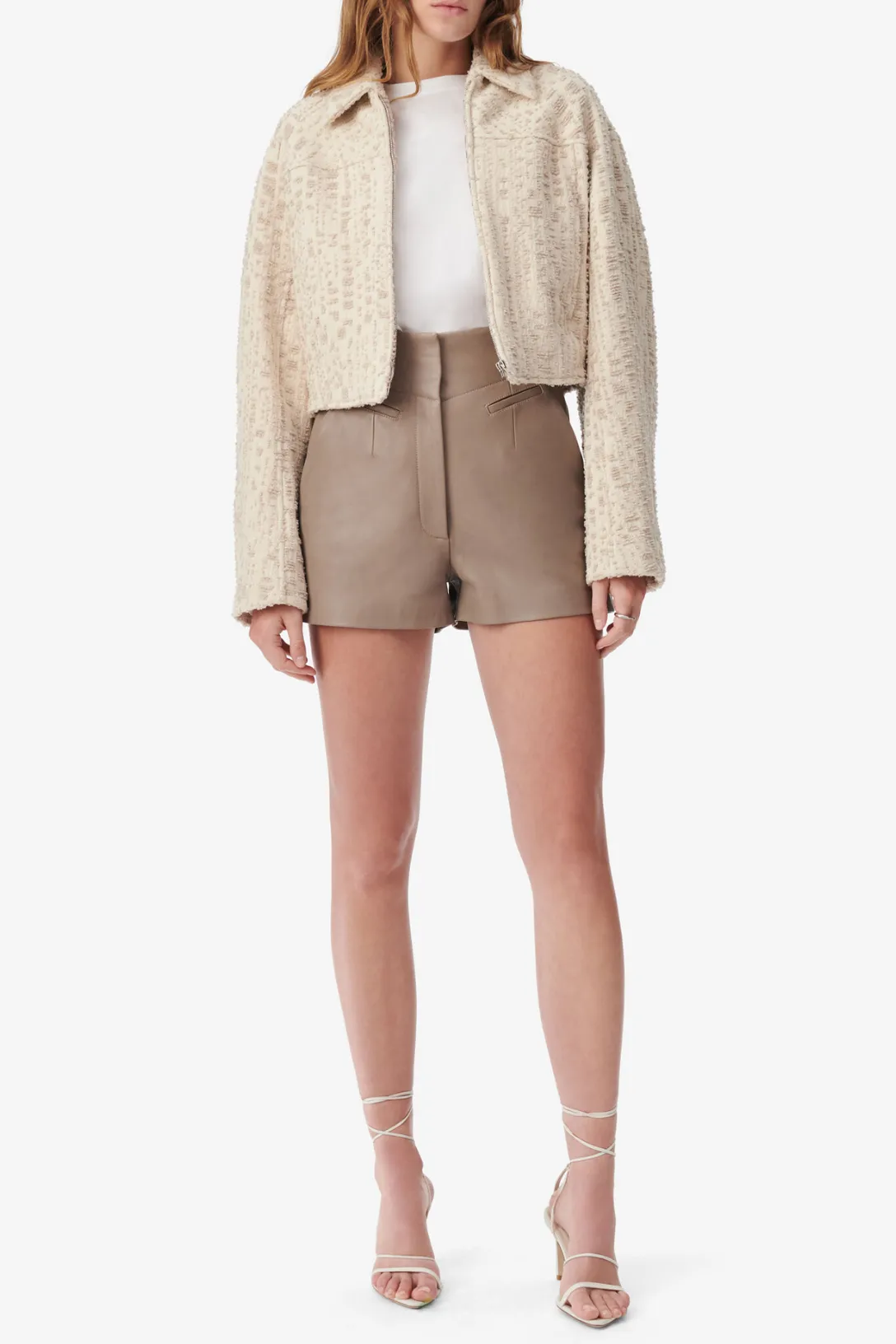Mikia Leather Shorts | Taupe