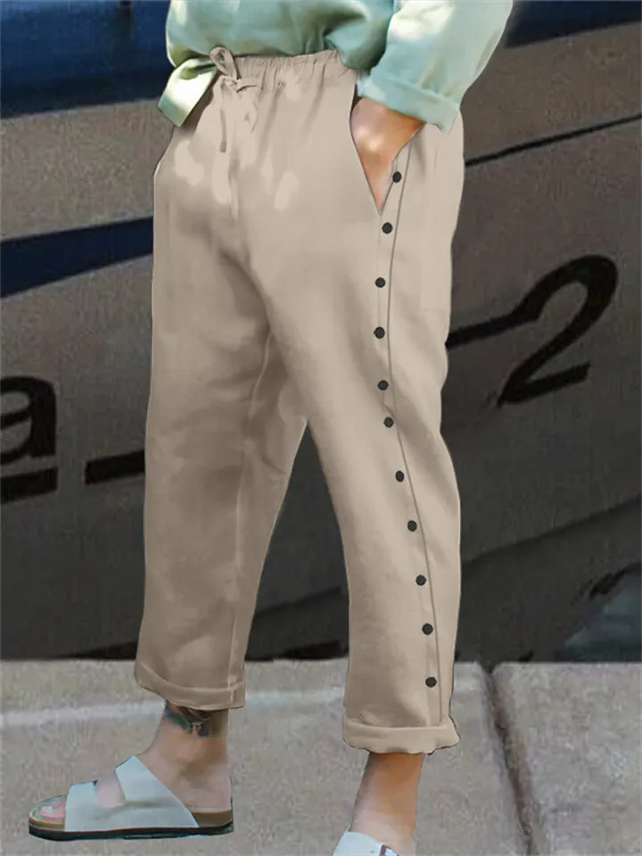 Modish Comfort Plain Lace-up Long Pants for Male