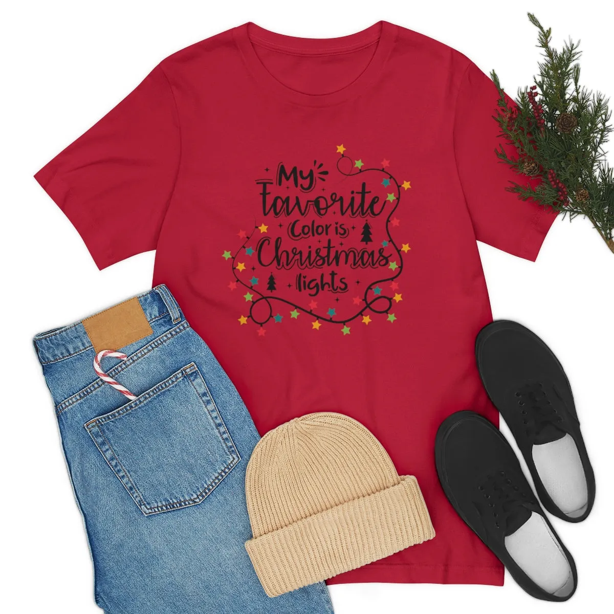 My favorite color is Christmas lights-Unisex Jersey Short Sleeve Tee