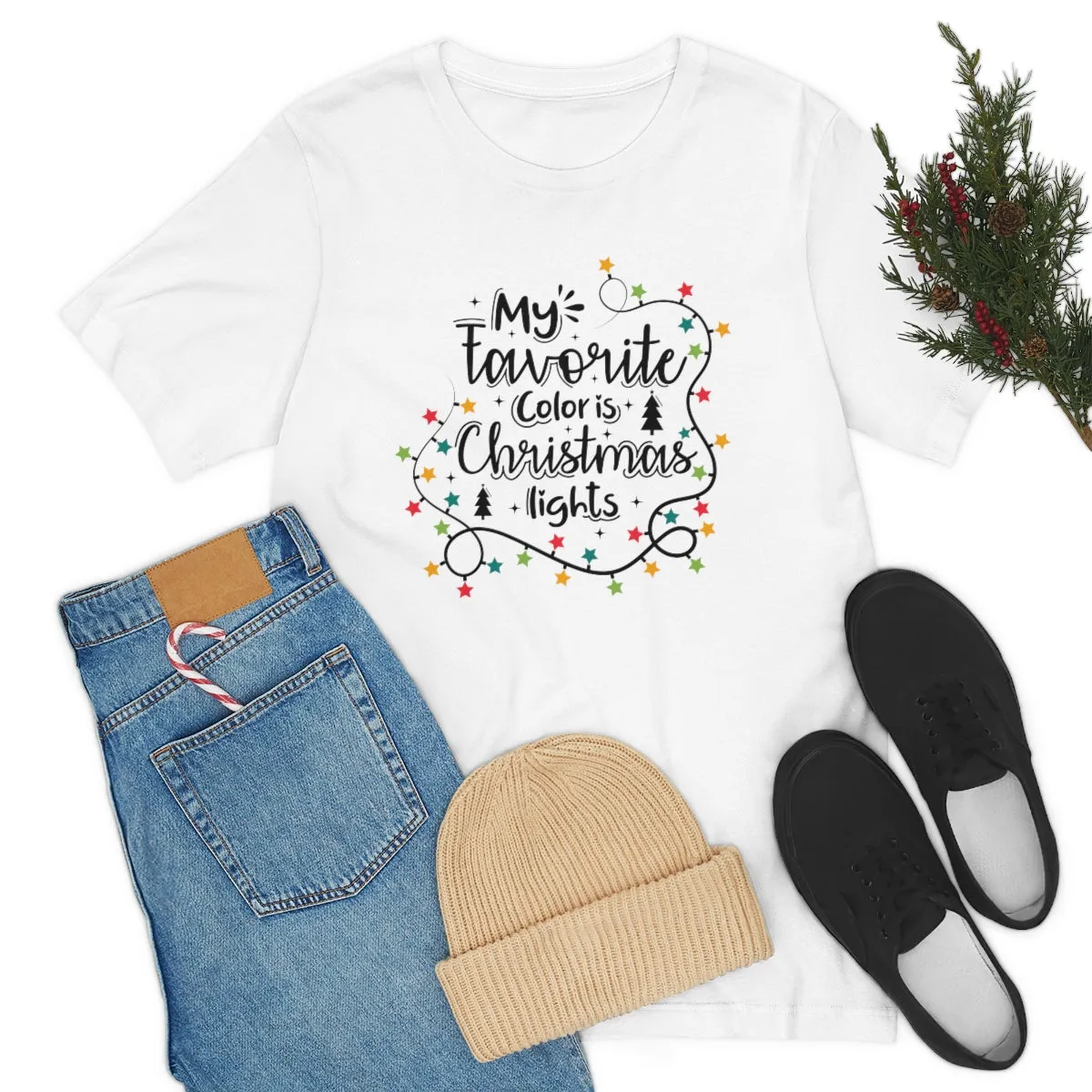 My favorite color is Christmas lights-Unisex Jersey Short Sleeve Tee
