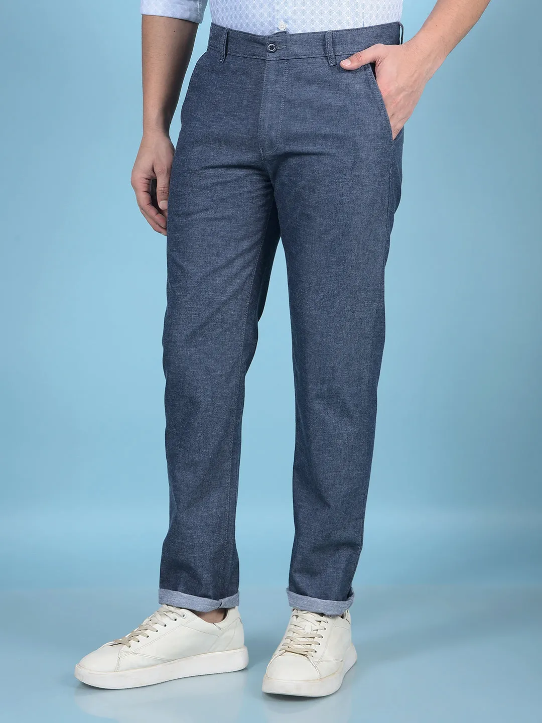Navy Blue Linen Trousers