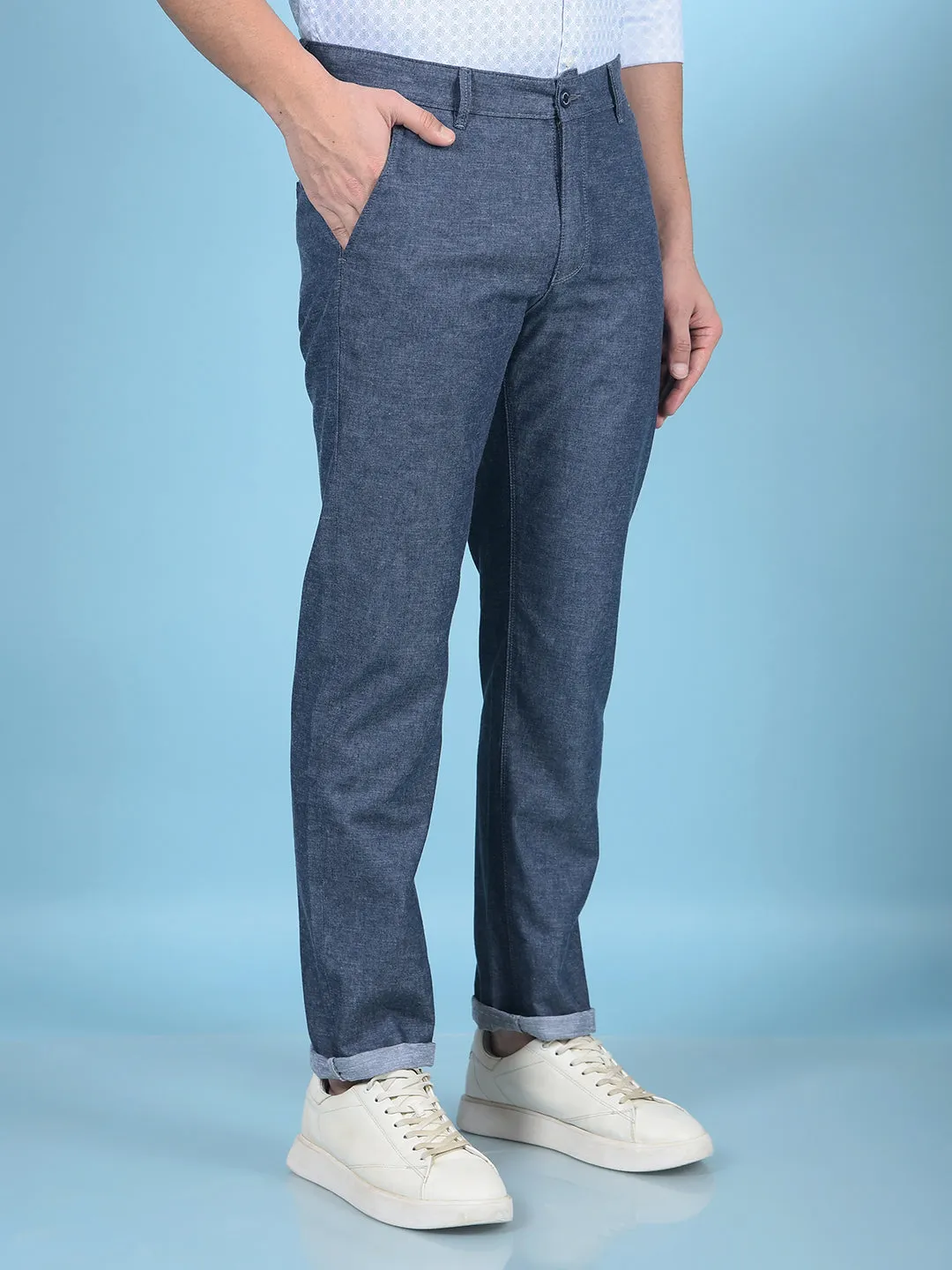 Navy Blue Linen Trousers