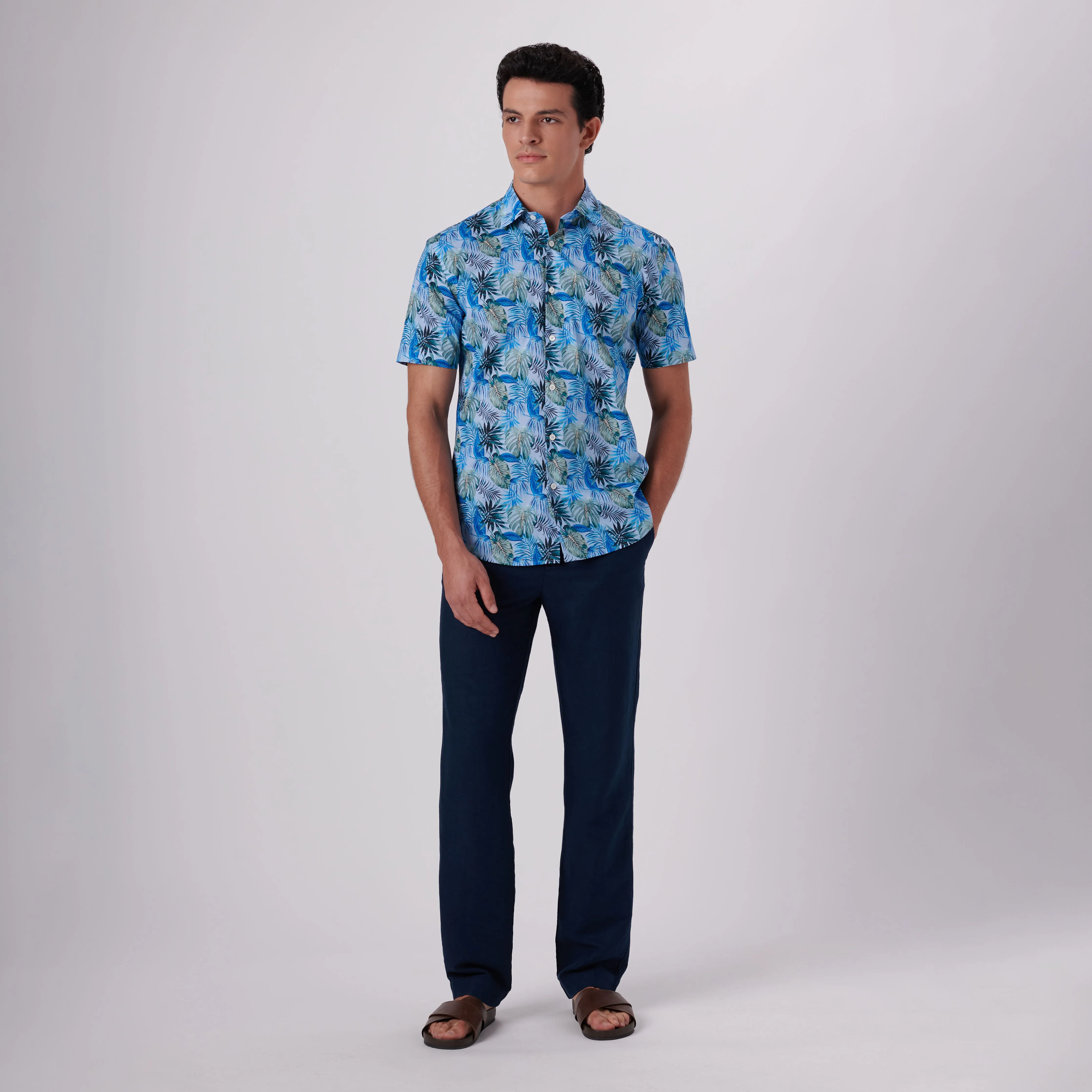 Orson Leaf Print Short Sleeve Shirt