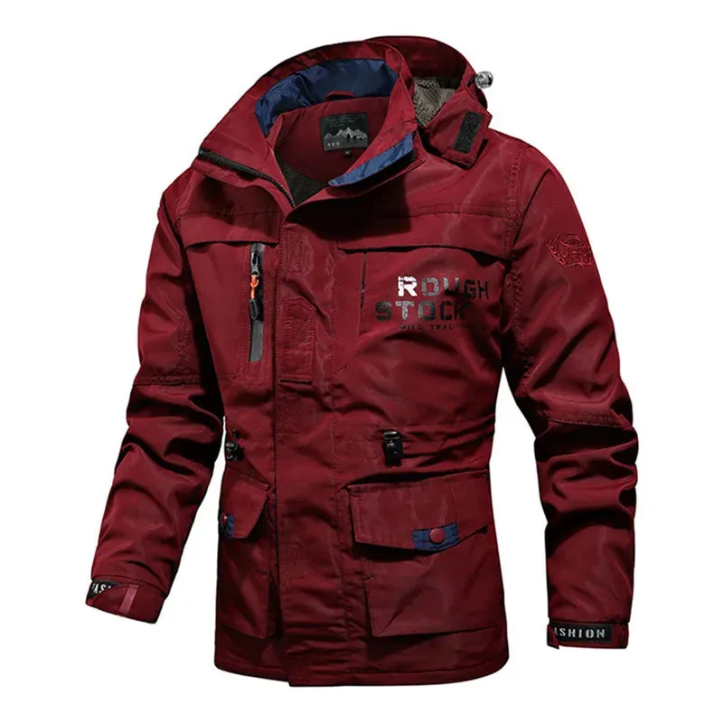 Outdoor Assault Suit Winter Plush Thick Men's Coat Windproof Waterproof Mountaineering Suit Men's Large Multi Pocket Work Jacket