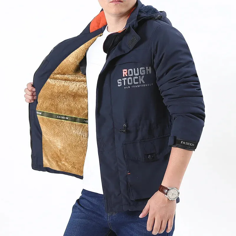 Outdoor Assault Suit Winter Plush Thick Men's Coat Windproof Waterproof Mountaineering Suit Men's Large Multi Pocket Work Jacket
