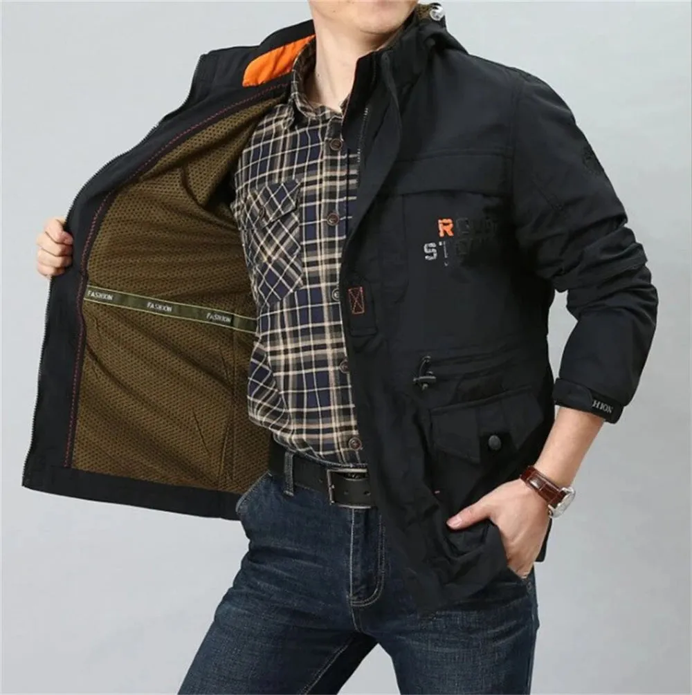 Outdoor Assault Suit Winter Plush Thick Men's Coat Windproof Waterproof Mountaineering Suit Men's Large Multi Pocket Work Jacket